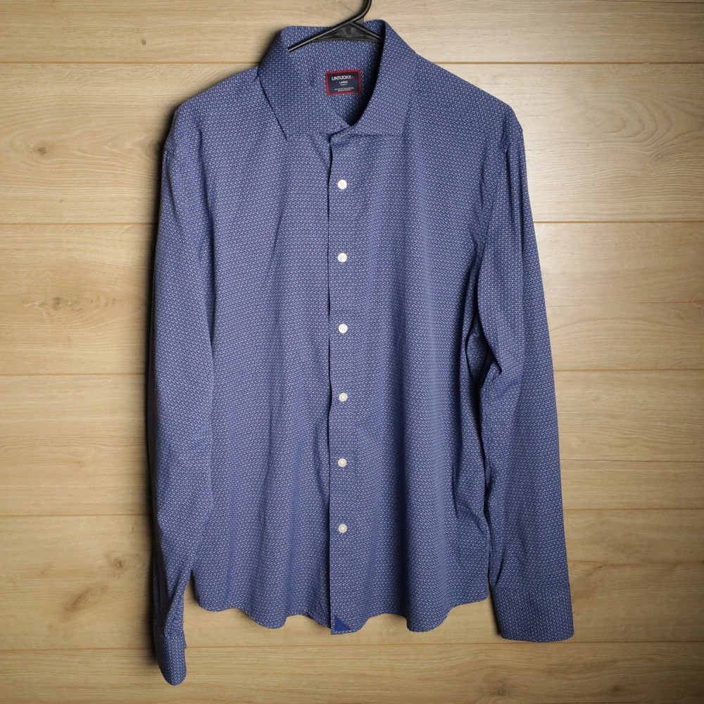 2x UNTUCKit Mens Large Slim Fit‎ Button Down Long Sleeve Shirt Blue/Maroon - Picture 2 of 15
